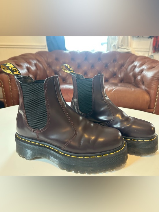 Dr. Martens Shoes - Dr. Martens Chelsea Boots in Dark Cherry with Yellow Stitching